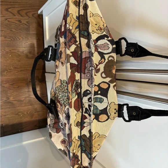 VTG Tapestry Teddy Bear Patterned Tote Diaper Bag Y2K Coquette Kitschy Vintage - Picture 13 of 14